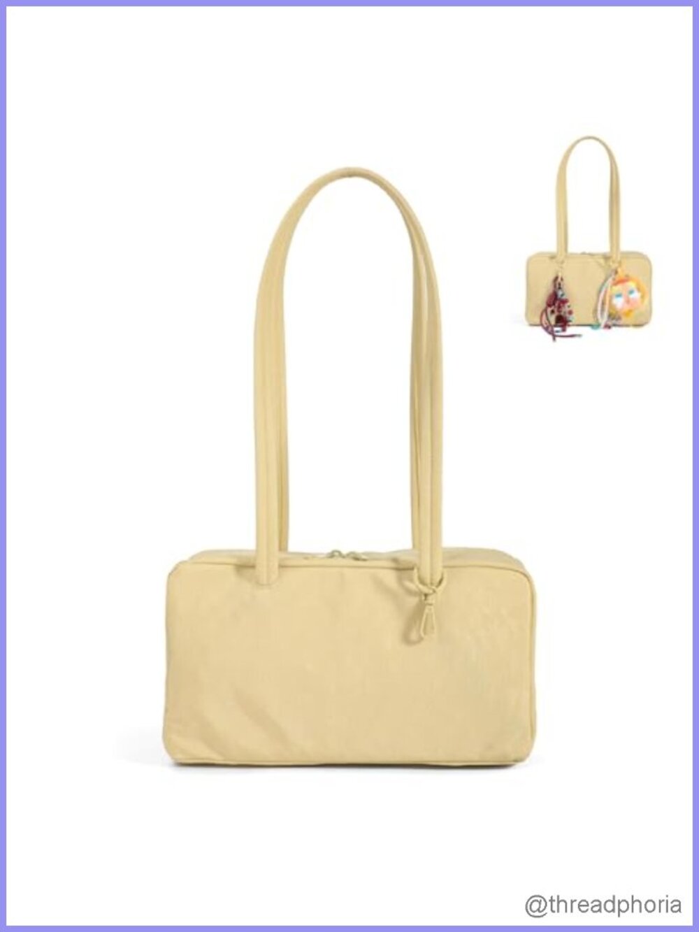 Slouchy Nylon Bowler Bag Lightweight Shoulder Bag with Charm Loop